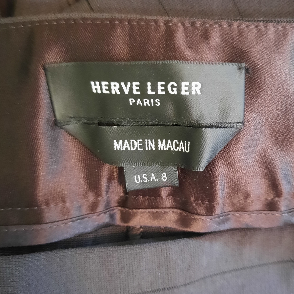 Herve leger Paris pinstripe graffiti pant suit sz 2 8 *W - Picture 2 of 9